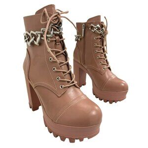 Cape Robbin Size 8 Nude Lug Heel Sole Platform Ankle Boots NWB